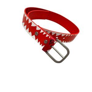 Volcom Boys Josta‎ Creature PU Belt Youth Red White Sz 22 / 28.5" Teeth Graphic